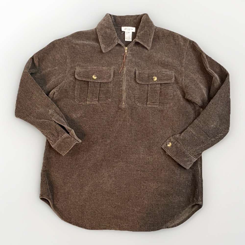 Vintage Jones New York Sport Shirt Women's L Brown Corduroy Button Pullover